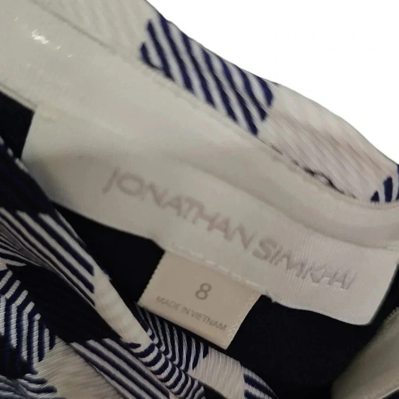Jonathan Simkhai Lux Twill One-Shoulder Gingham Dress Navy Size 8 - Picture 8 of 10